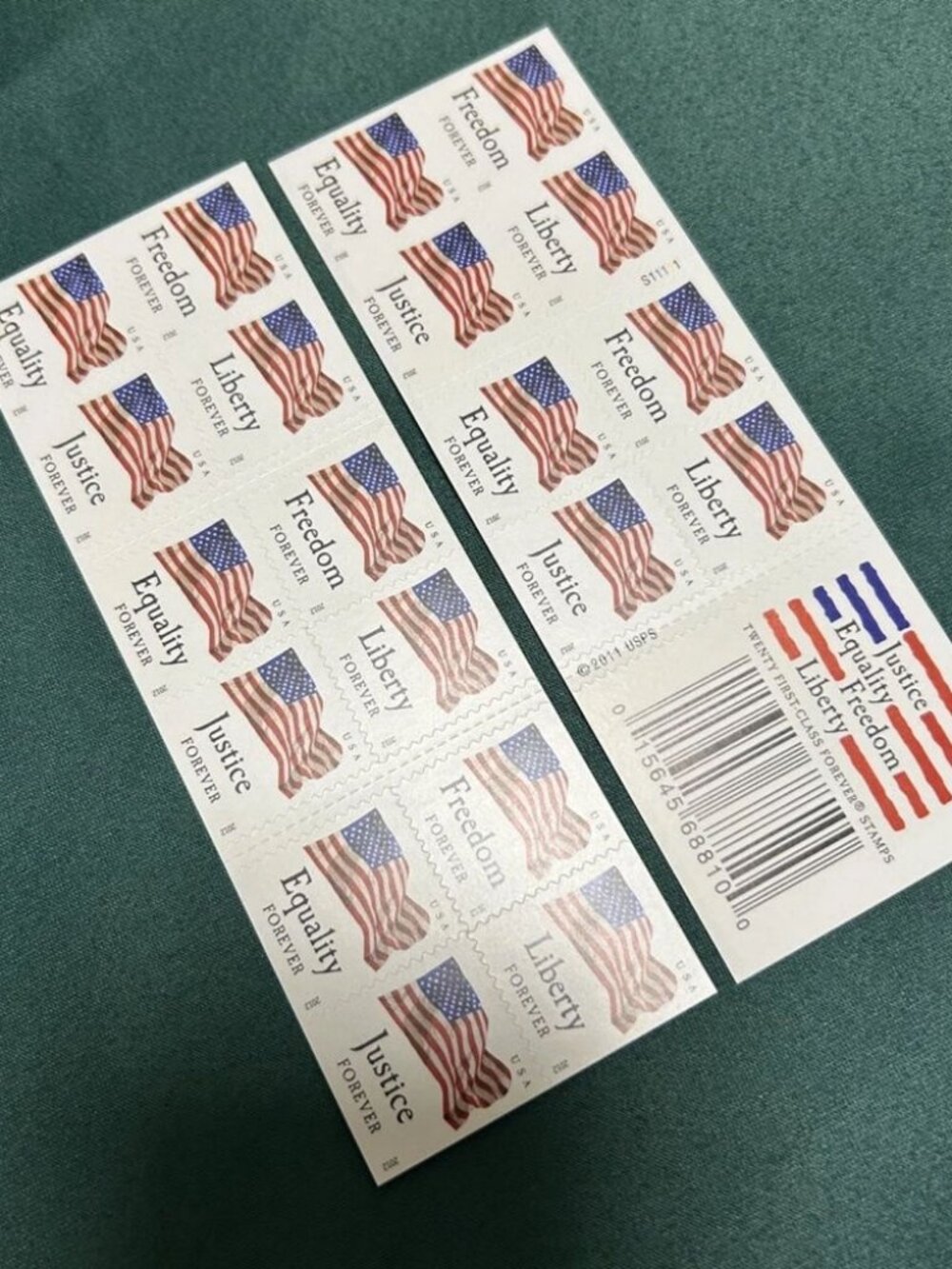 300*20-6000 2011 Forever US Flag Liberty Freedom Justice Equality Stamp